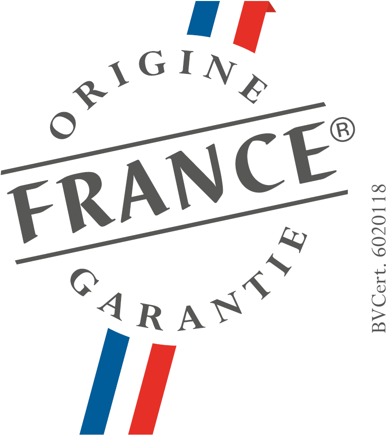 Con&ccedil;u et assembl&eacute; en France, certification Origine France Garantie